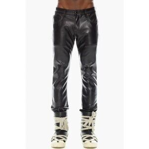 HVMAN Size 32 x 33 Mens Hero Slim Fit Punk Moto Faux Leather Pants in Black